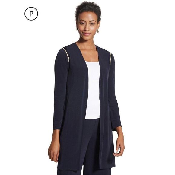 Chico's Open Front Cardigan Jacket Blue 3/4 Sleeve Layering Size Small - Picture 1 of 11